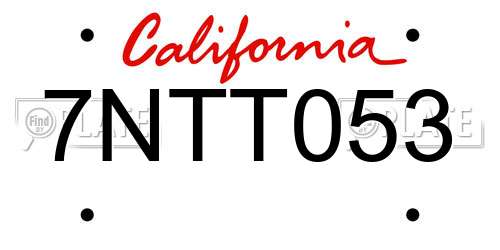 7NTT053 California License Plate