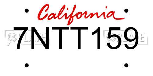 7NTT159 California License Plate