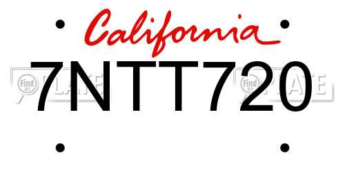 7NTT720 California License Plate