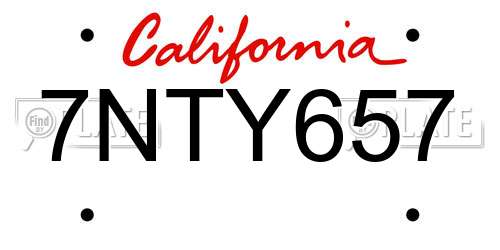 7NTY657 California License Plate