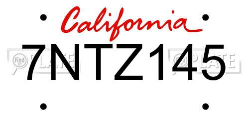 7NTZ145 California License Plate