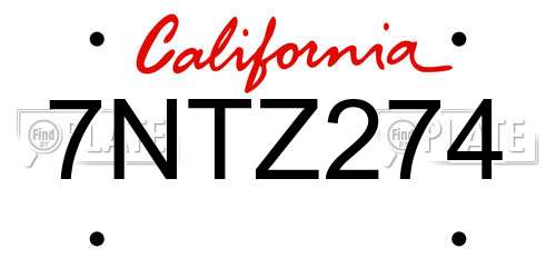 7NTZ274 California License Plate
