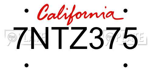 7NTZ375 California License Plate
