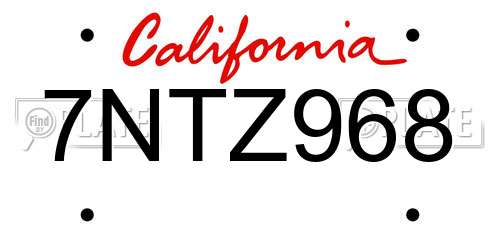 7NTZ968 California License Plate