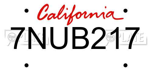 7NUB217 California License Plate