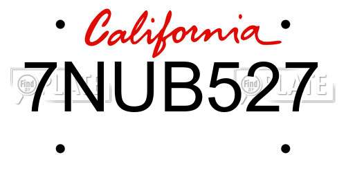 7NUB527 California License Plate