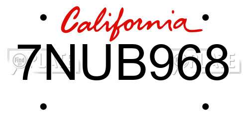 7NUB968 California License Plate