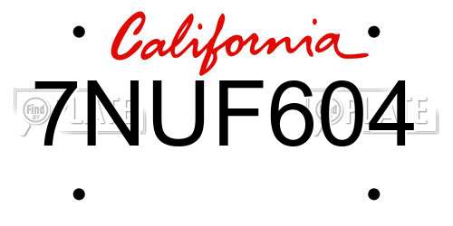 7NUF604 California License Plate