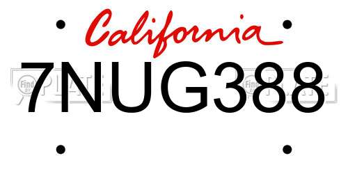 7NUG388 California License Plate