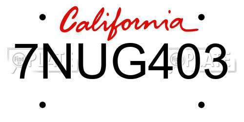 7NUG403 California License Plate