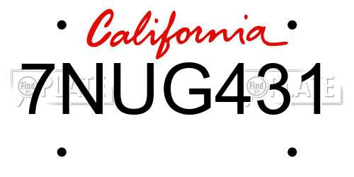 7NUG431 California License Plate