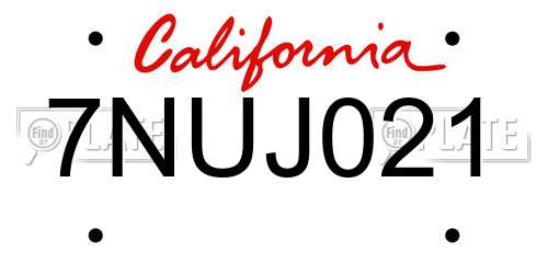 7NUJ021 California License Plate