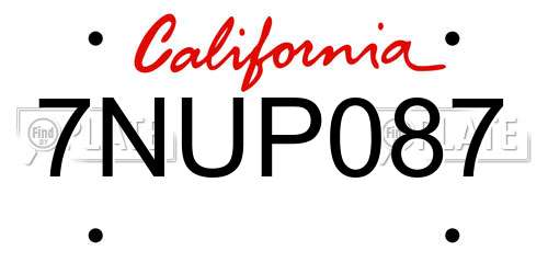 7NUP087 California License Plate