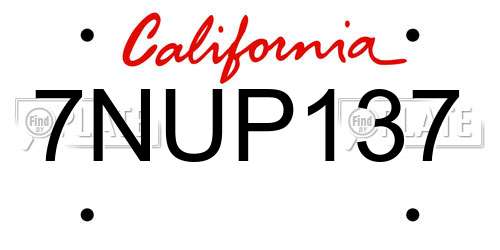 7NUP137 California License Plate