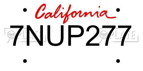 7NUP277 California License Plate