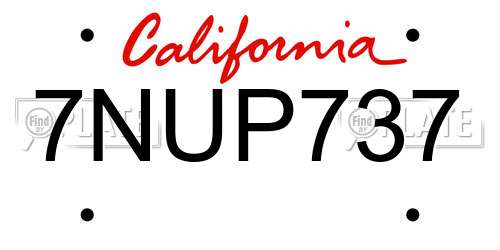 7NUP737 California License Plate