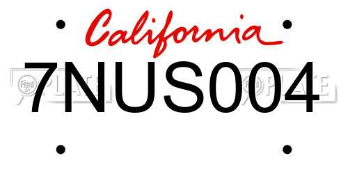 7NUS004 California License Plate