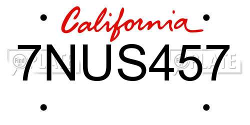 7NUS457 California License Plate
