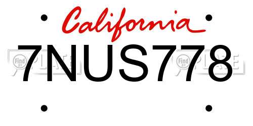 7NUS778 California License Plate