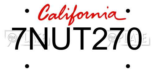7NUT270 California License Plate
