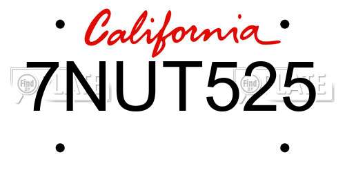 7NUT525 California License Plate
