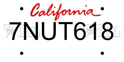 7NUT618 California License Plate