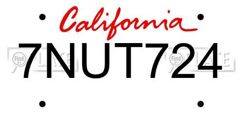 7NUT724 California License Plate
