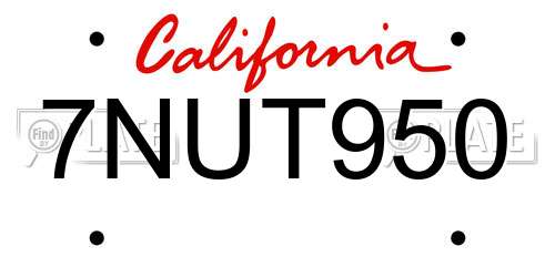 7NUT950 California License Plate