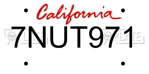 7NUT971 California License Plate