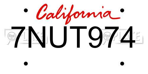 7NUT974 California License Plate