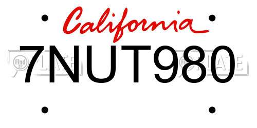 7NUT980 California License Plate