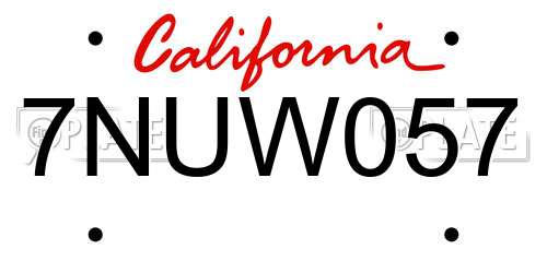 7NUW057 California License Plate