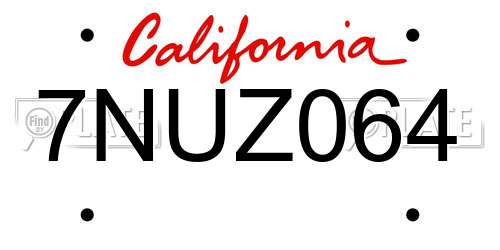 7NUZ064 California License Plate