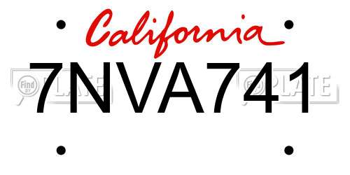 7NVA741 California License Plate