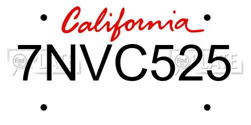 7NVC525 California License Plate