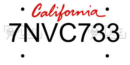 7NVC733 California License Plate