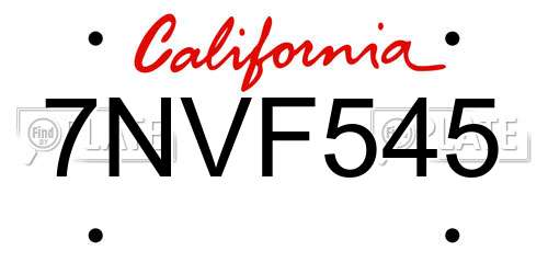 7NVF545 California License Plate