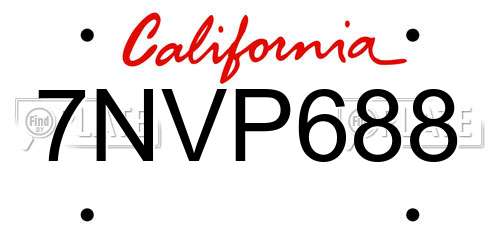 7NVP688 California License Plate
