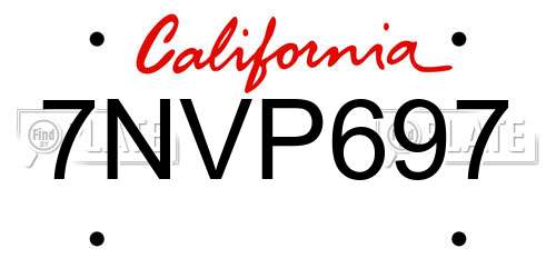 7NVP697 California License Plate