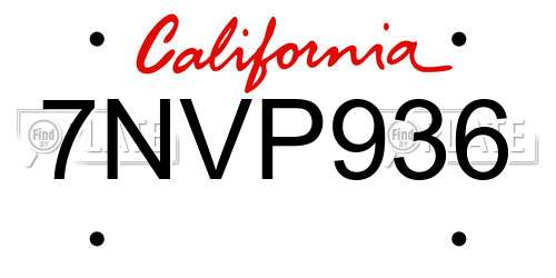 7NVP936 California License Plate