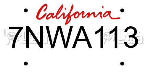 7NWA113 California License Plate