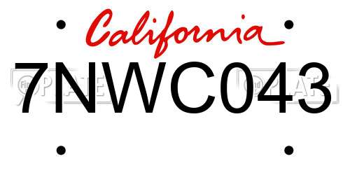 7NWC043 California License Plate