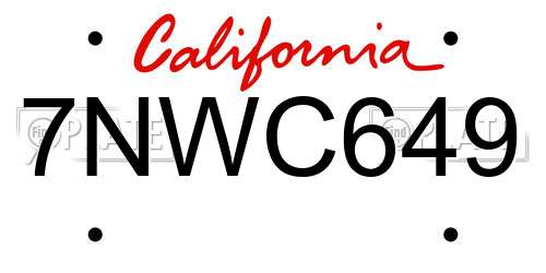 7NWC649 California License Plate