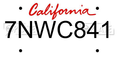 7NWC841 California License Plate