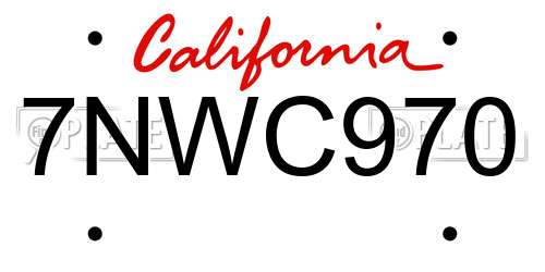 7NWC970 California License Plate