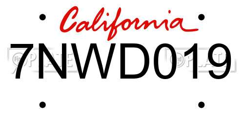 7NWD019 California License Plate
