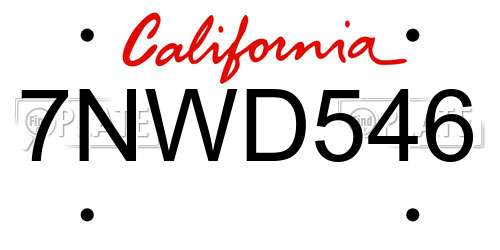 7NWD546 California License Plate