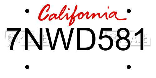 7NWD581 California License Plate