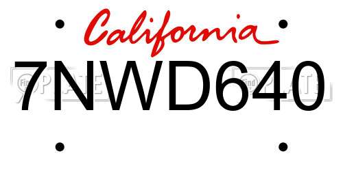 7NWD640 California License Plate