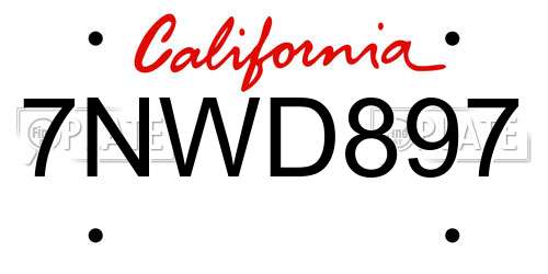 7NWD897 California License Plate